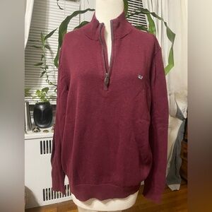 Vineyard Vines Men's Maroon Zip-Up Sweater